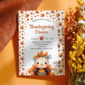 Cute Turkey with Fall Foliage Thanksgiving Dinner  Kaart