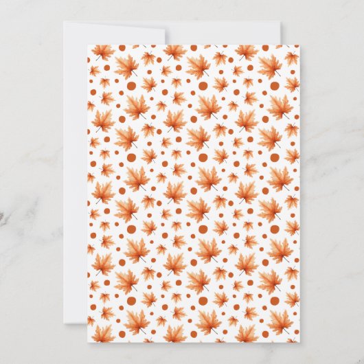 Cute Turkey with Fall Foliage Thanksgiving Dinner  Kaart (Achterkant)