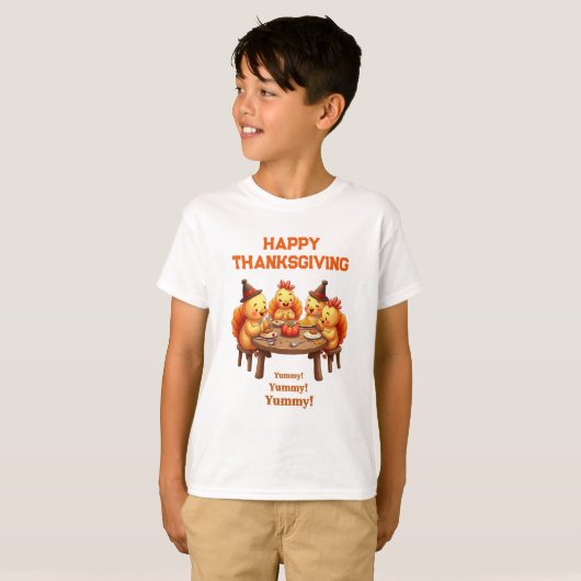 Cute Turkeys Feast T-shirt (Voorkant volledig)