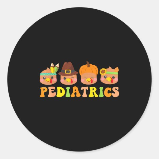 Cute Turkeys Pediatrics Pumpkin Thanksgiving Fall  Ronde Sticker (Voorkant)