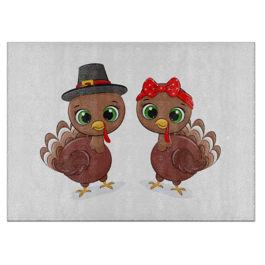 Cute Turkeys Snijplank (Voorkant)