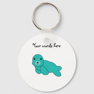 Cute turkooise baby seal sleutelhanger