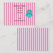 Cute turkooise owl strepen visitekaartje (Voorkant / Achterkant)