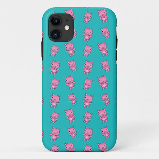 Cute turkooise varkenspatroon Case-Mate iPhone case (Achterkant)