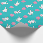 Cute turquoise baby bunny easter cadeaupapier (Hoek)