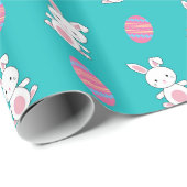 Cute turquoise baby bunny easter cadeaupapier (Rol Hoek)