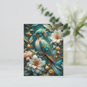 Cute Turquoise Bird Briefkaart (Staand voorkant)