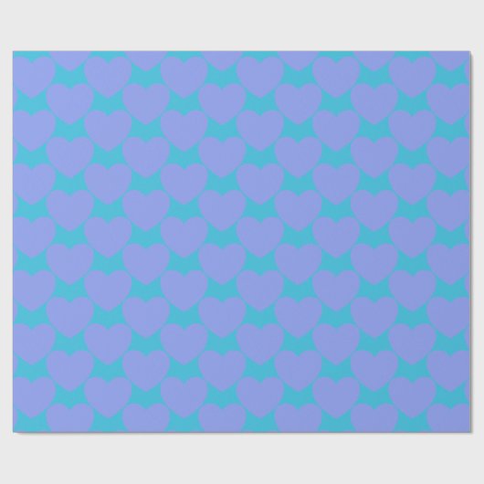 Cute Turquoise Blue en Periwinkle Heart Pattern Cadeaupapier (Vlak)