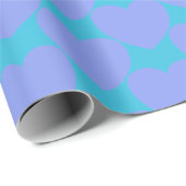 Cute Turquoise Blue en Periwinkle Heart Pattern Cadeaupapier (Rol Hoek)