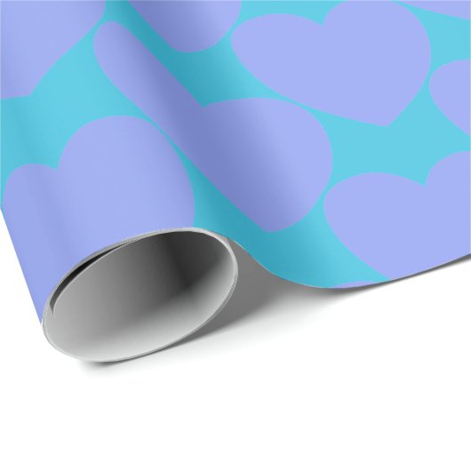 Cute Turquoise Blue en Periwinkle Heart Pattern Cadeaupapier (Rol Hoek)