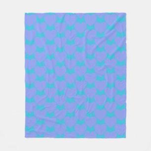 Cute Turquoise Blue en Periwinkle Heart Pattern Fleece Deken