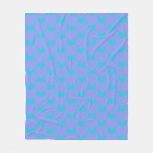 Cute Turquoise Blue en Periwinkle Heart Pattern Fleece Deken (Voorkant)