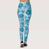 CUTE Turquoise Blue Floral Pattern Leggings (Achterkant)