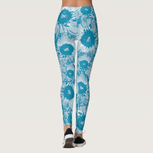 CUTE Turquoise Blue Floral Pattern Leggings (Achterkant)