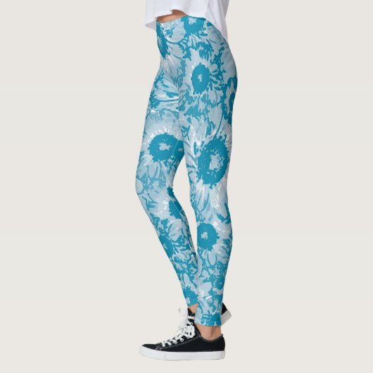 CUTE Turquoise Blue Floral Pattern Leggings (Links)