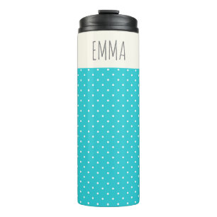 Cute Turquoise Blue Polka Dots Personalized Thermosbeker