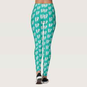 Cute turquoise blue strand teenslippers patroon leggings