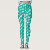 Cute turquoise blue strand teenslippers patroon leggings (Voorkant)