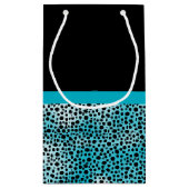 Cute Turquoise Cheetah Print Frilly Bow and Name Klein Cadeauzakje (Achterkant)