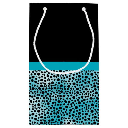 Cute Turquoise Cheetah Print Frilly Bow and Name Klein Cadeauzakje (Achterkant)