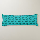 Cute turquoise dachshund-patroon lichaamskussen (Achterkant)