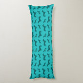 Cute turquoise dachshund-patroon lichaamskussen (Achterkant (Verticaal))