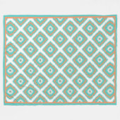 Cute Turquoise Diamond Squares Ikat Mosaic Pattern Fleece Deken (Voorkant (Horizontaal))