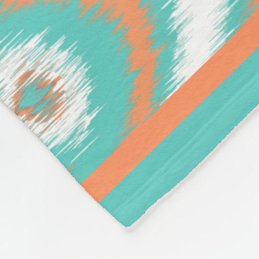 Cute Turquoise Diamond Squares Ikat Mosaic Pattern Fleece Deken (Hoek)