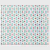 Cute turquoise en rode ikat tribal cadeaupapier (Vlak)