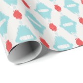 Cute turquoise en rode ikat tribal cadeaupapier (Rol Hoek)