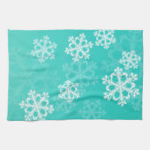 Cute turquoise en witte kerstsnowflakes theedoek (Horizontaal)