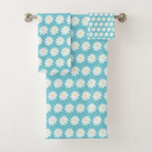 Cute turquoise en witte melkbloem bad handdoek (Insitu)