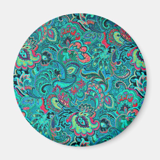 Cute  turquoise floral magneet (Voorkant)