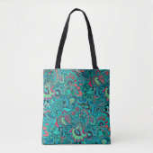 Cute  turquoise floral tote bag (Voorkant)
