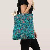 Cute  turquoise floral tote bag (Dichtbij)