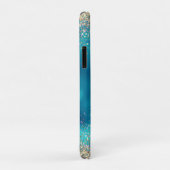 Cute turquoise gold faux glitter monogram Case-Mate iPhone case (Achterkant/rechts)