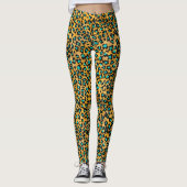 Cute Turquoise/Gold Leopard Print Leggings (Voorkant)