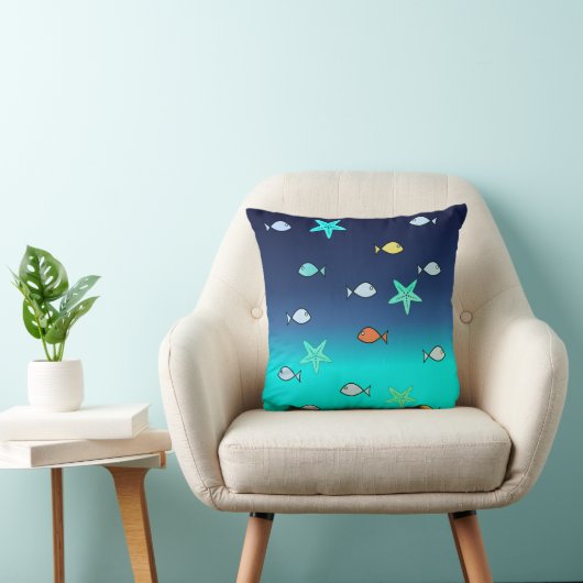 Cute Turquoise Green Blue Starfish Cushion Kussen (Stoel)