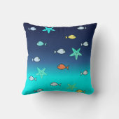Cute Turquoise Green Blue Starfish Cushion Kussen (Achterkant)