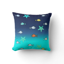 Cute Turquoise Green Blue Starfish Cushion