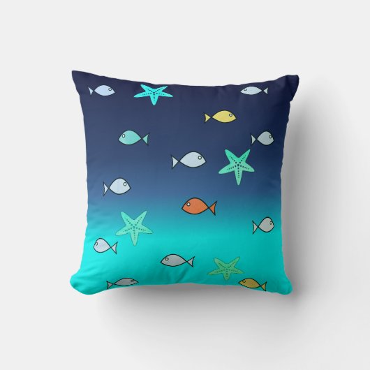 Cute Turquoise Green Blue Starfish Cushion Kussen (Voorkant)