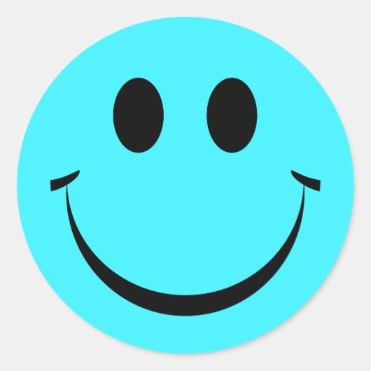 Cute Turquoise Happy Face Custom Ronde Sticker (Voorkant)