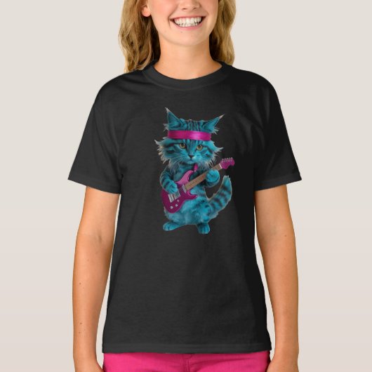 Cute Turquoise Kat Kinder T-Shirt (Voorkant)