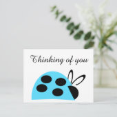 Cute Turquoise Ladybug denking of you Briefkaart (Staand voorkant)