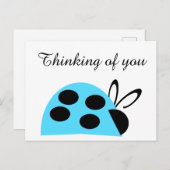 Cute Turquoise Ladybug denking of you Briefkaart (Voorkant / Achterkant)