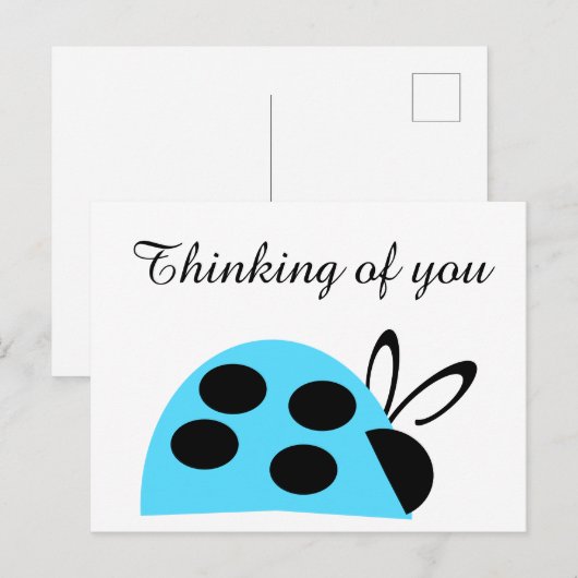 Cute Turquoise Ladybug denking of you Briefkaart (Voorkant / Achterkant)