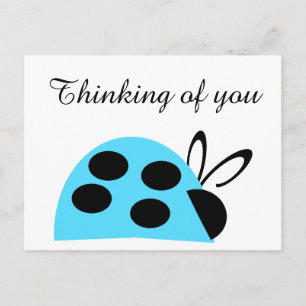 Cute Turquoise Ladybug denking of you Briefkaart