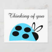 Cute Turquoise Ladybug denking of you Briefkaart (Voorkant)