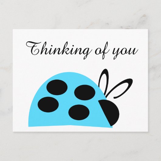 Cute Turquoise Ladybug denking of you Briefkaart (Voorkant)