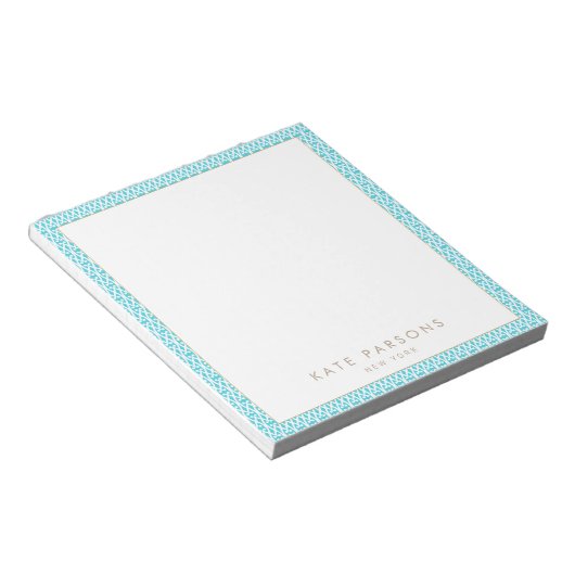 Cute Turquoise Lattice Pattern Notitieblok (Schuin)